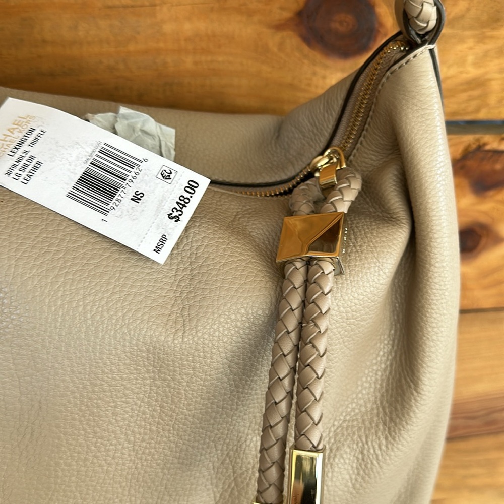 NWT Michael Kors Lexington Large Rope Shoulder leather purse Truffle - Picture 4 of 6